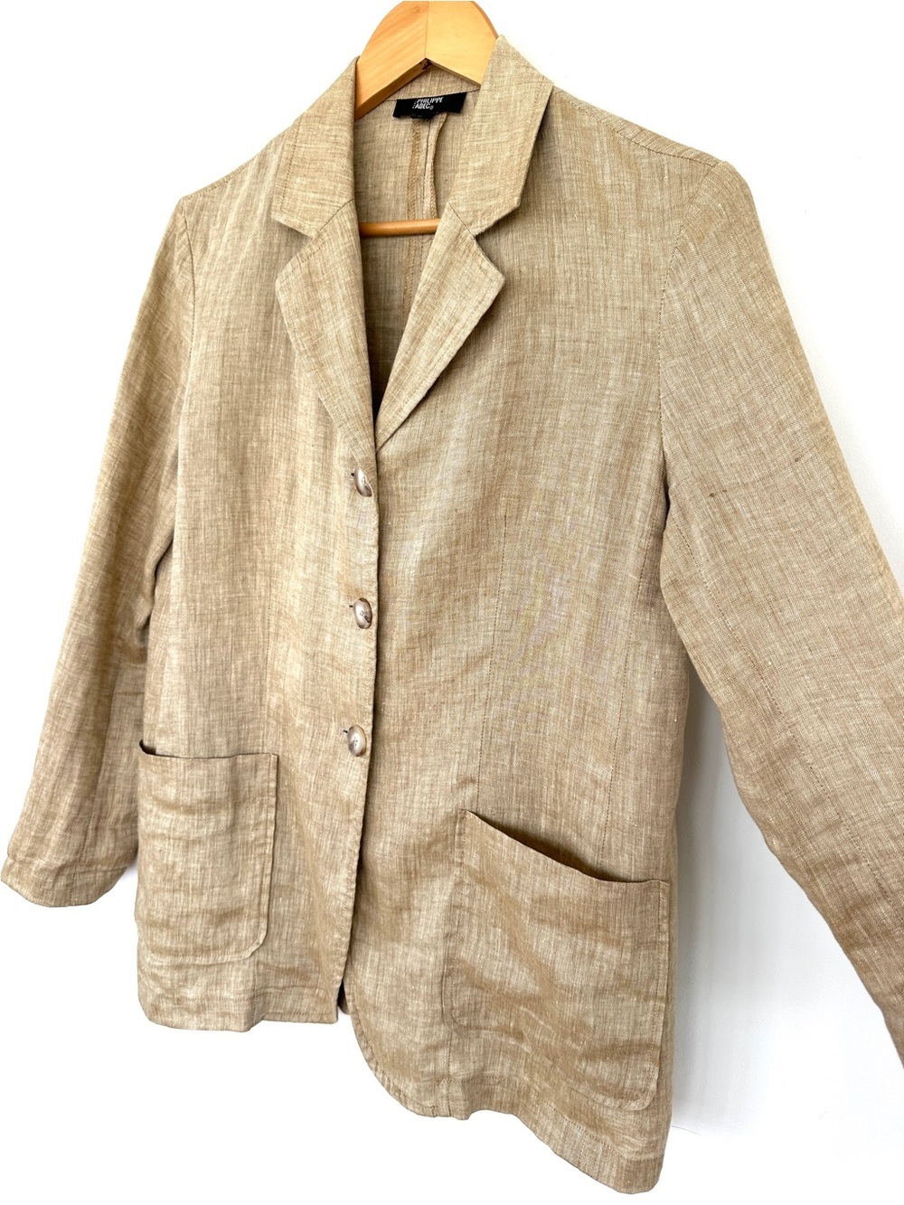 Phillip Adec Paris Women's Tan Button Front Jacket, 💯 Linen